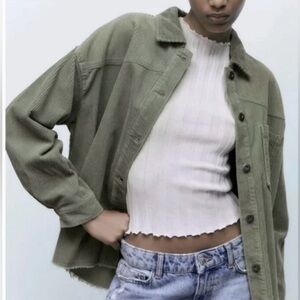 Zara Corduroy Jacket Oversized XS - sea green
